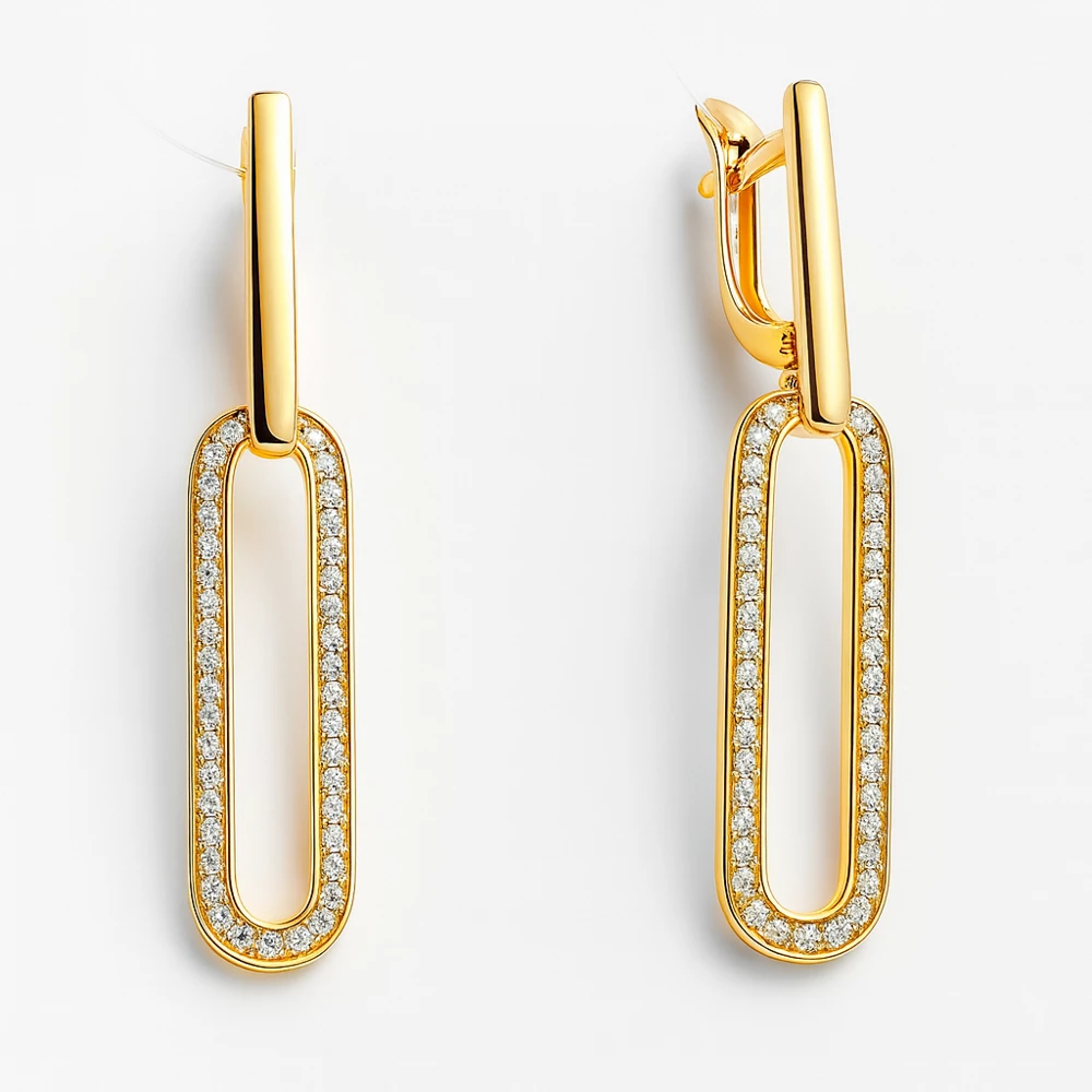 Серьги с фианитами из красного золота 585 пробы Серьги с фианитами из красного золота 585 пробы