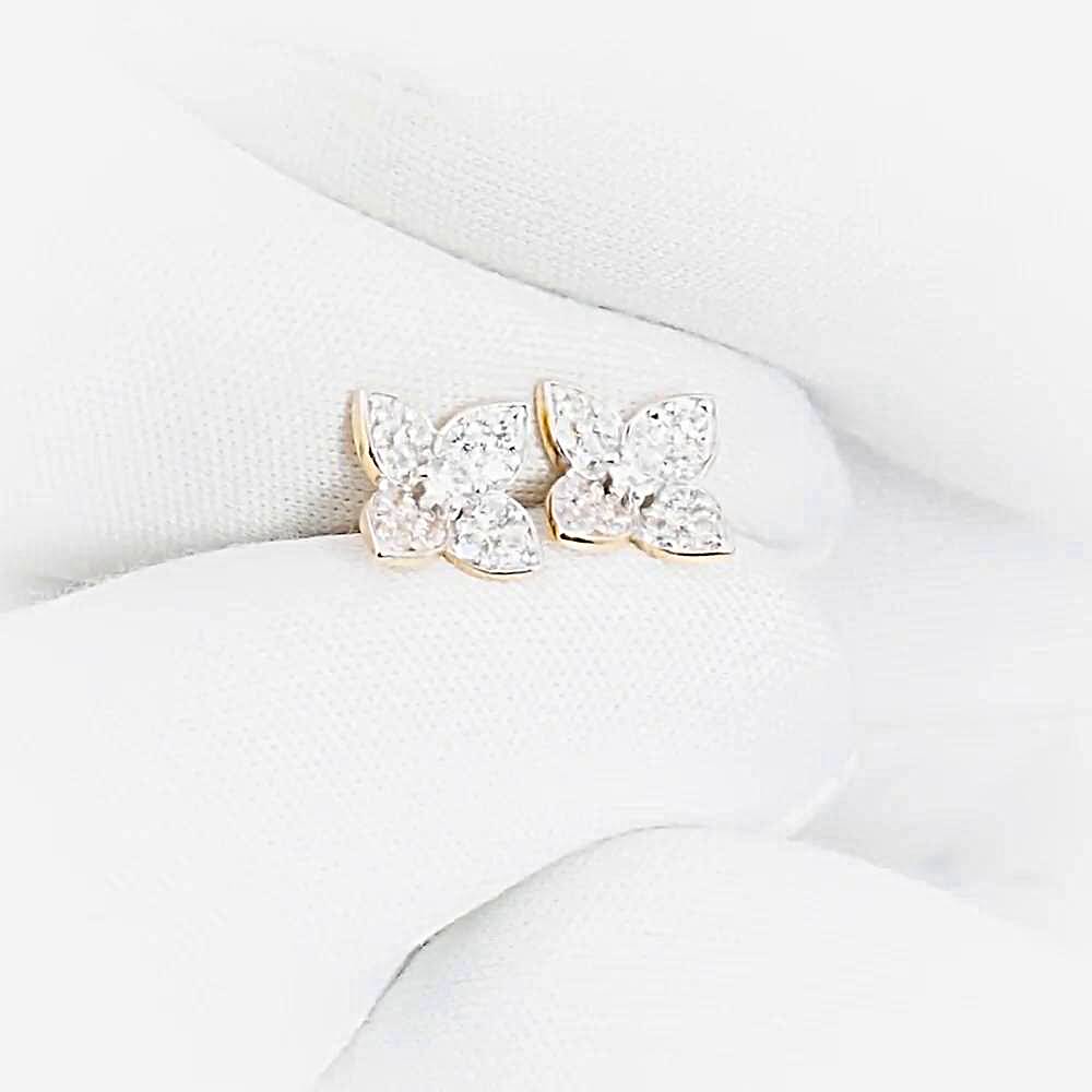 Серьги с фианитами из красного золота 585 пробы 1