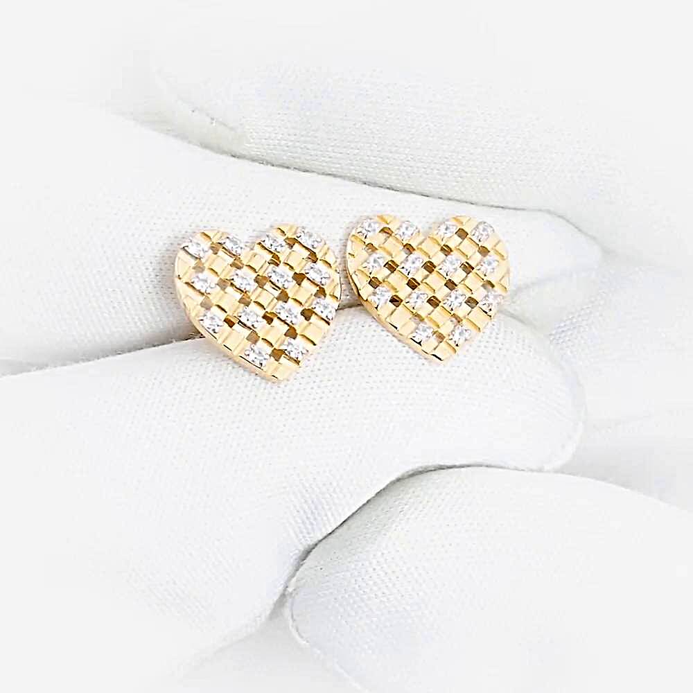 Серьги с фианитами из красного золота 585 пробы 1