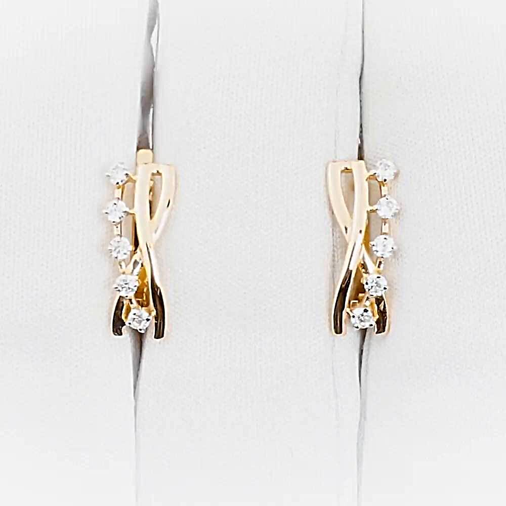 Серьги с фианитами из красного золота 585 пробы 1