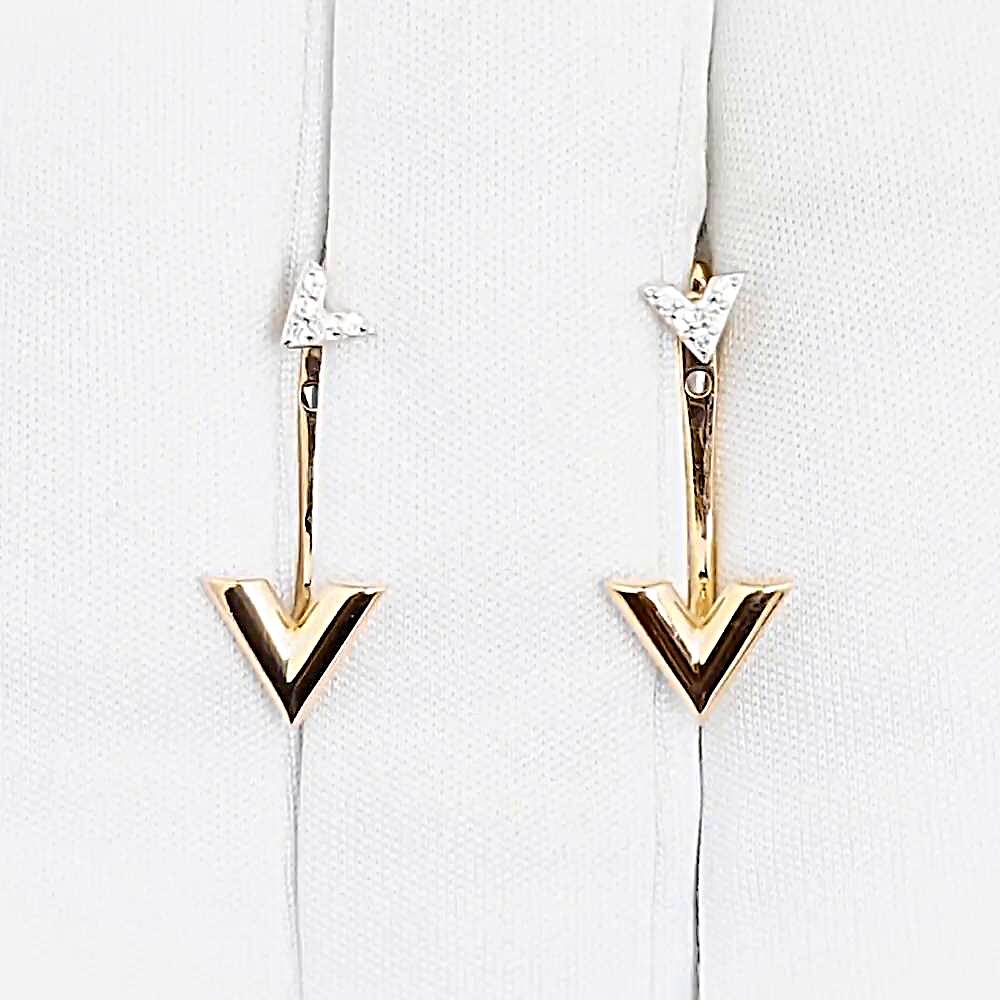 Серьги с фианитами из красного золота 585 пробы 1