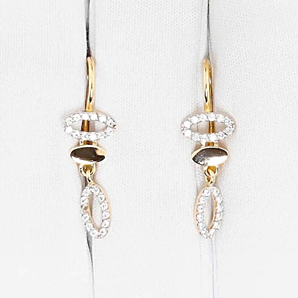 Серьги с фианитами из красного золота 585 пробы 1