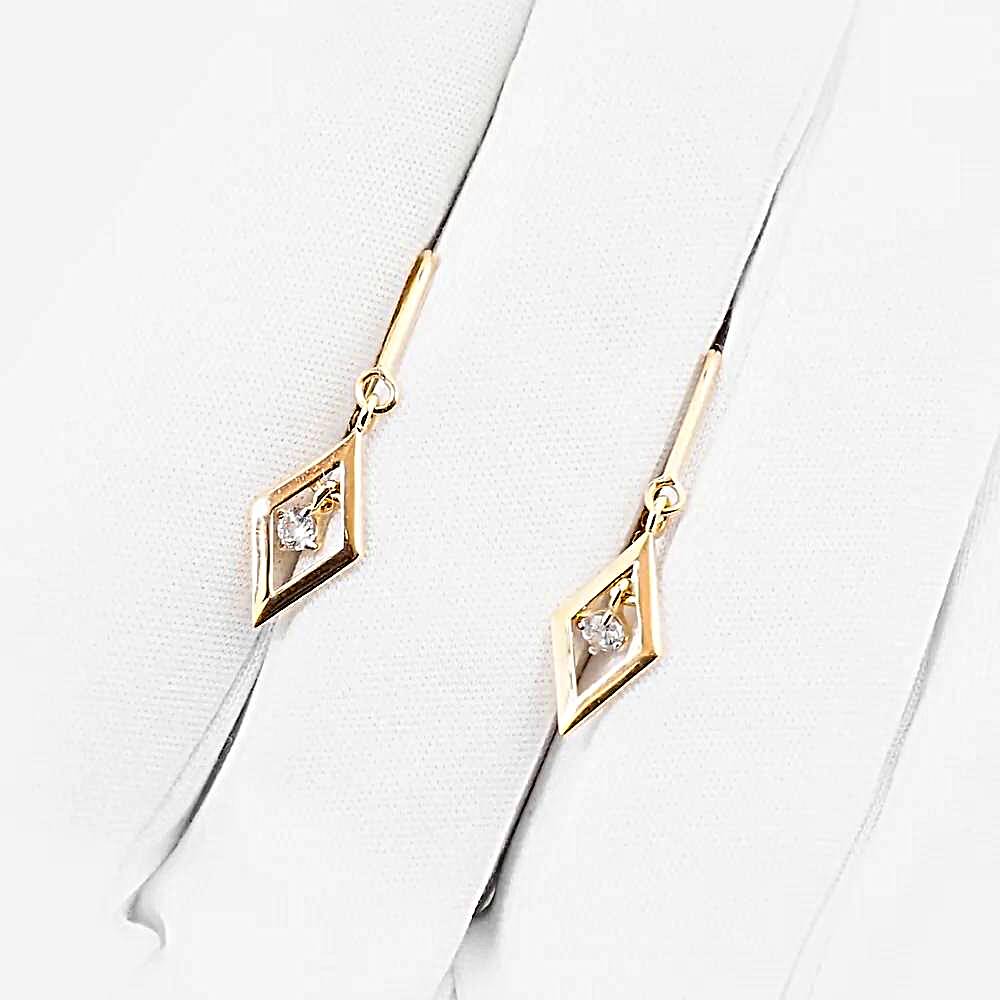 Серьги с фианитами из красного золота 585 пробы 1