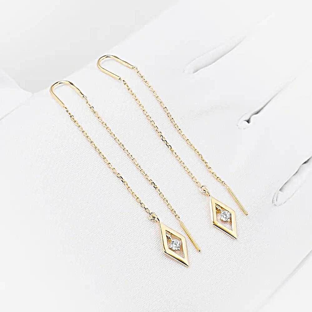 Серьги с фианитами из красного золота 585 пробы 1