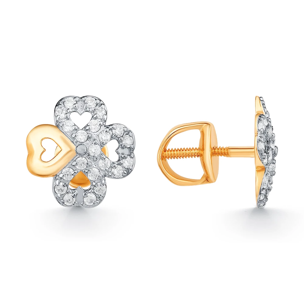 Серьги с фианитами из красного золота 585 пробы