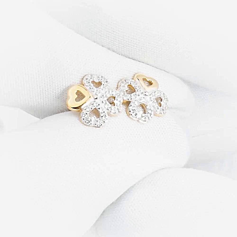 Серьги с фианитами из красного золота 585 пробы 1