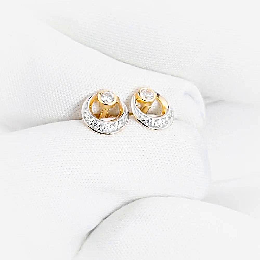 Серьги с фианитами из красного золота 585 пробы 1