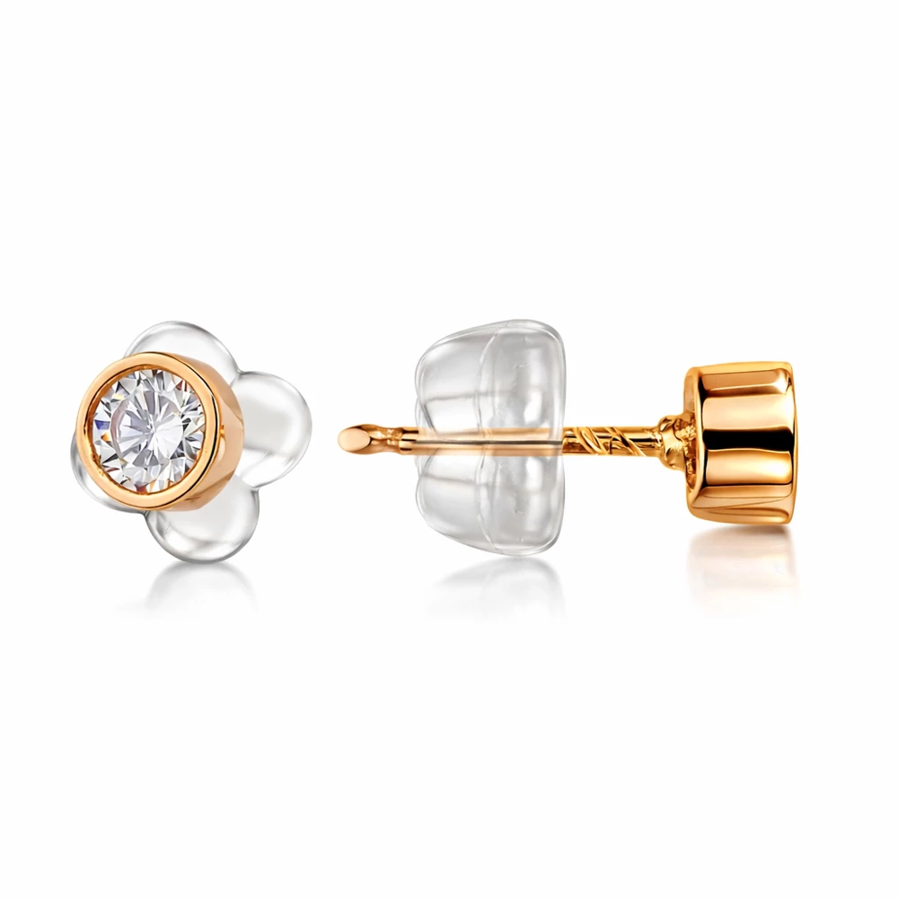 Серьги с фианитами из красного золота 585 пробы