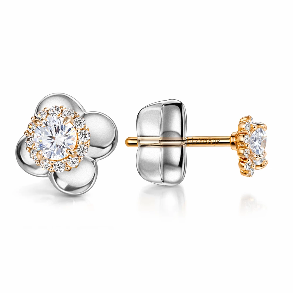 Серьги с фианитами из красного золота 375 пробы