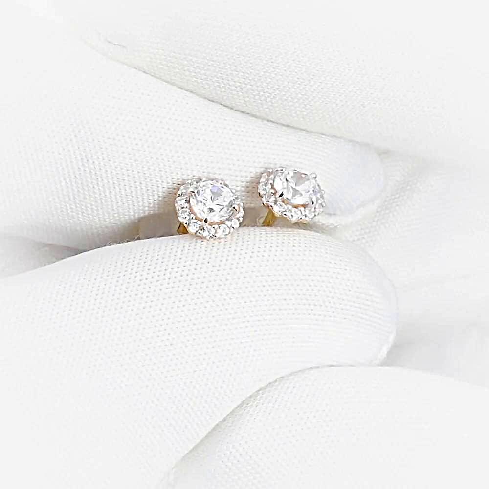 Серьги с фианитами из красного золота 375 пробы