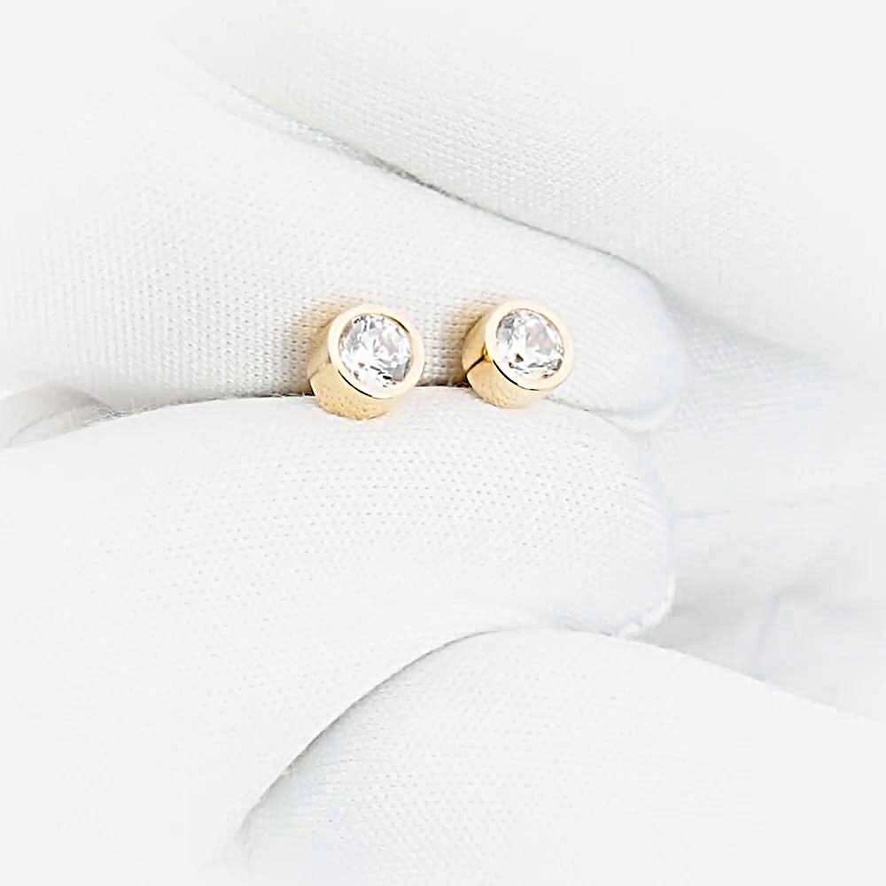 Серьги с фианитами из красного золота 375 пробы