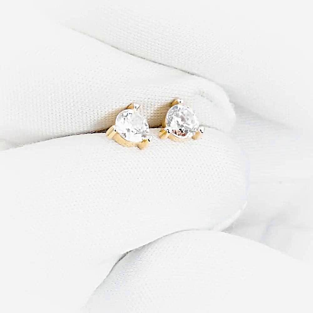 Серьги с фианитами из красного золота 585 пробы