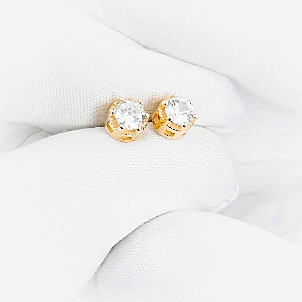 Серьги с фианитами из красного золота 375 пробы