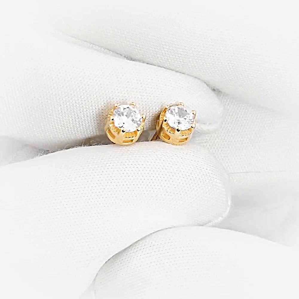 Серьги с фианитами из красного золота 585 пробы