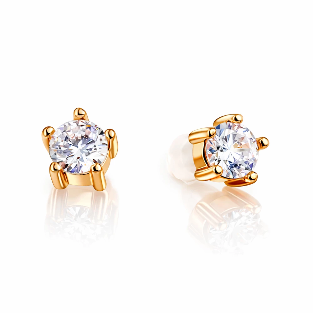 Серьги с фианитами из красного золота 585 пробы