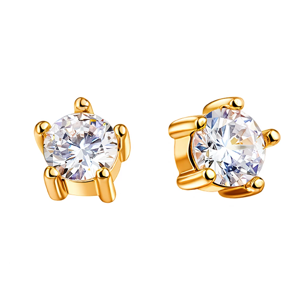 Серьги с фианитами из красного золота 585 пробы