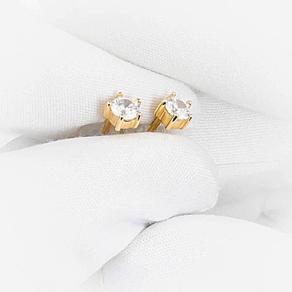 Серьги с фианитами из красного золота 585 пробы