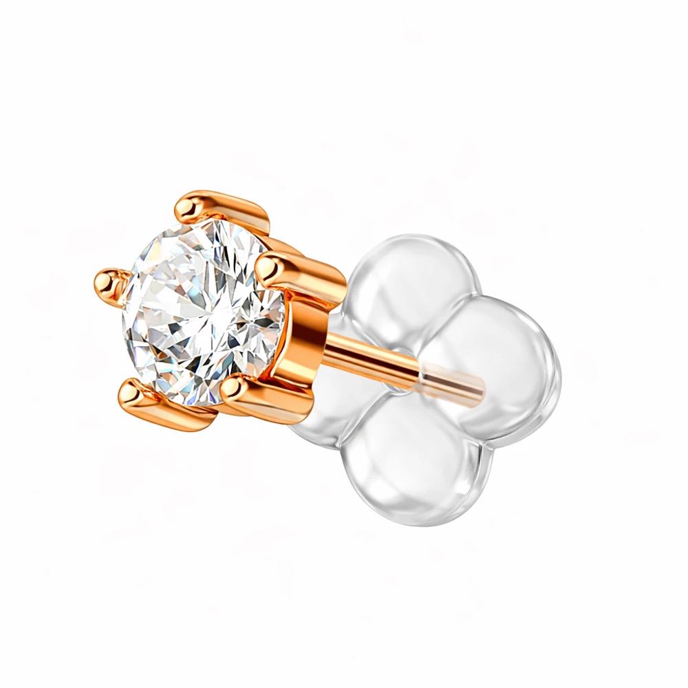 Серьга с фианитом из красного золота 375 пробы