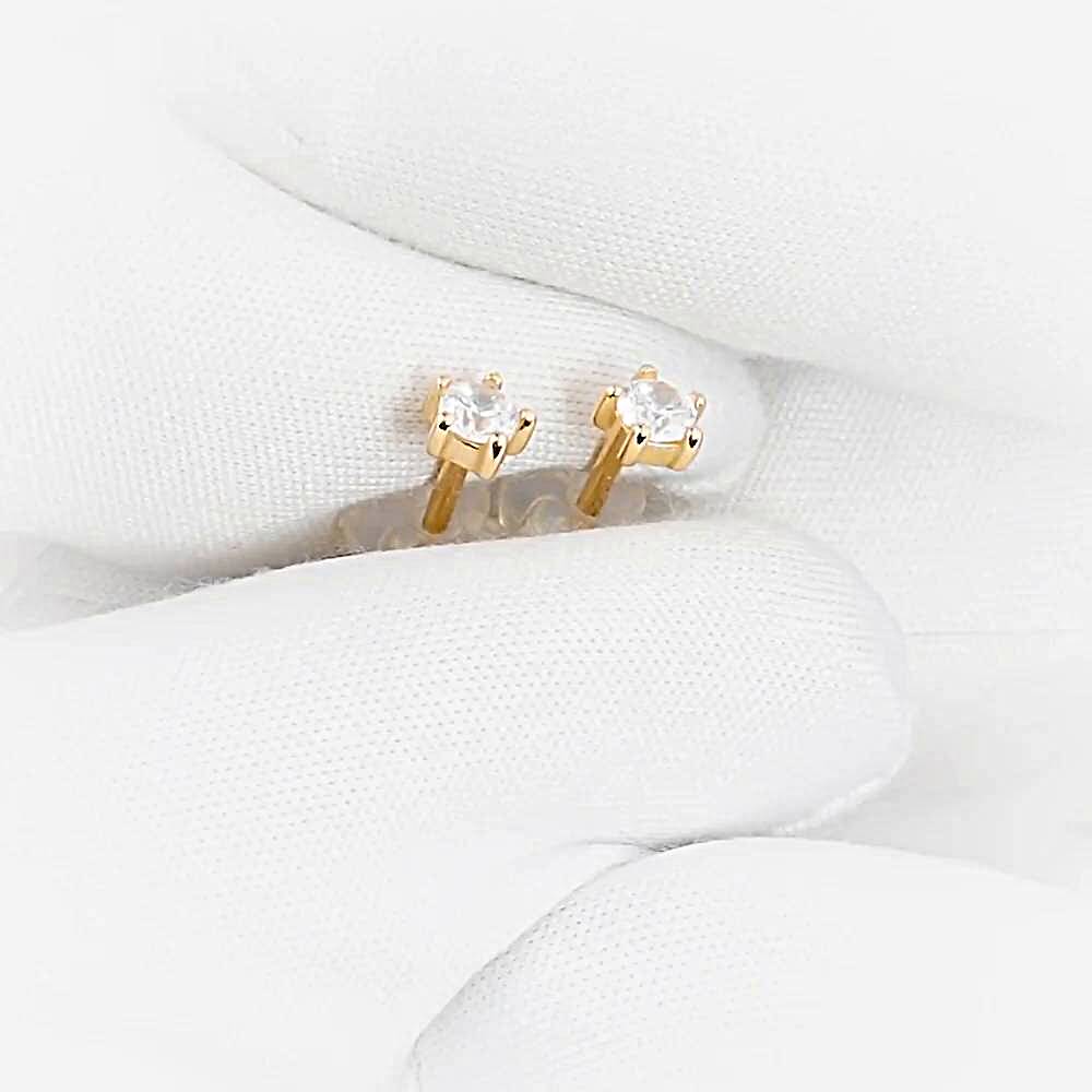 Серьги с фианитами из красного золота 585 пробы