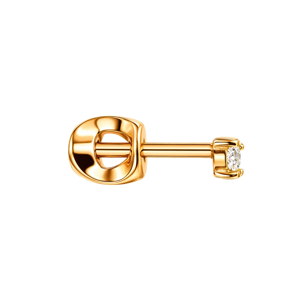 Серьга с фианитом из красного золота 585 пробы