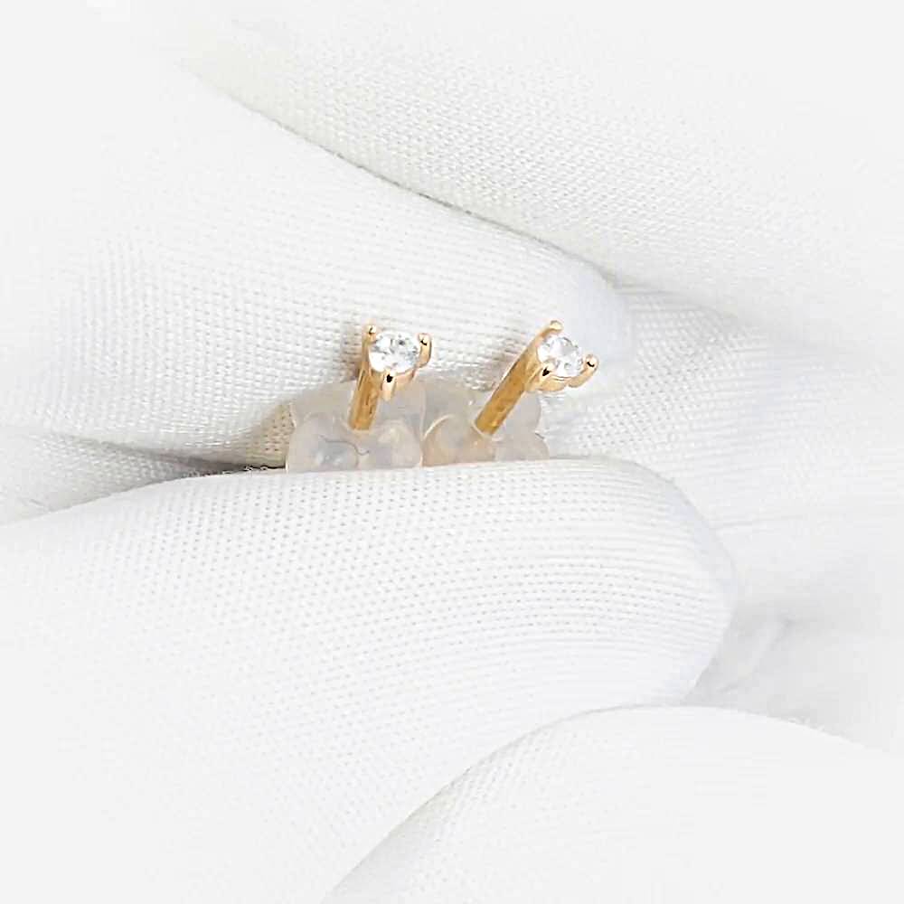 Серьги с фианитами из красного золота 375 пробы