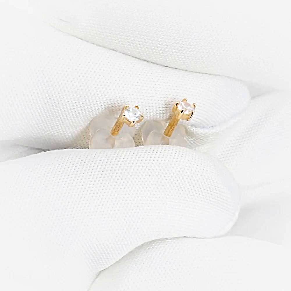 Серьги с фианитами из красного золота 375 пробы