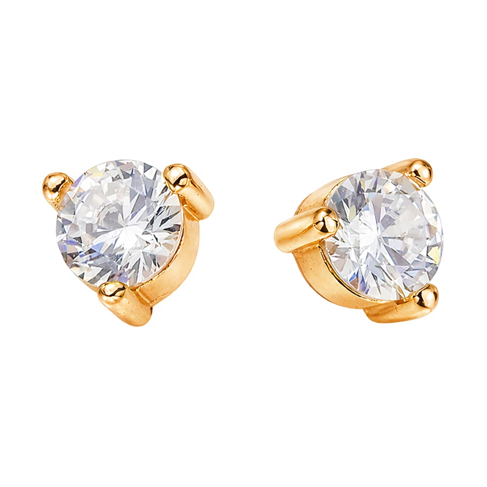 Серьги с фианитами из красного золота 585 пробы