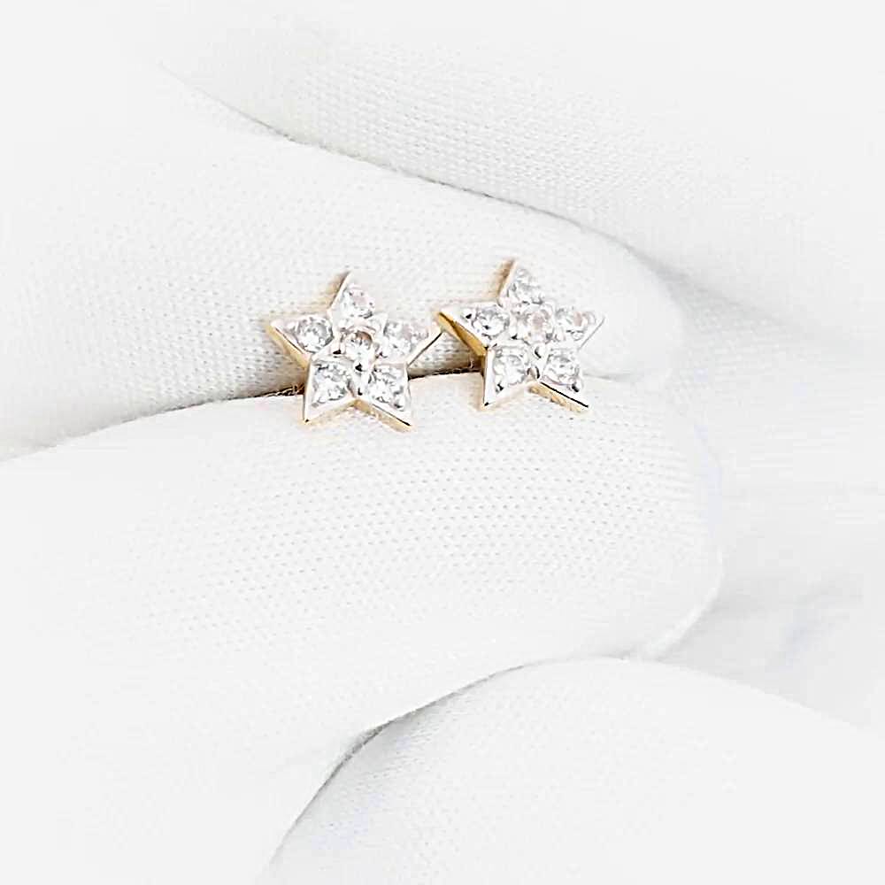 Серьги с фианитами из красного золота 585 пробы