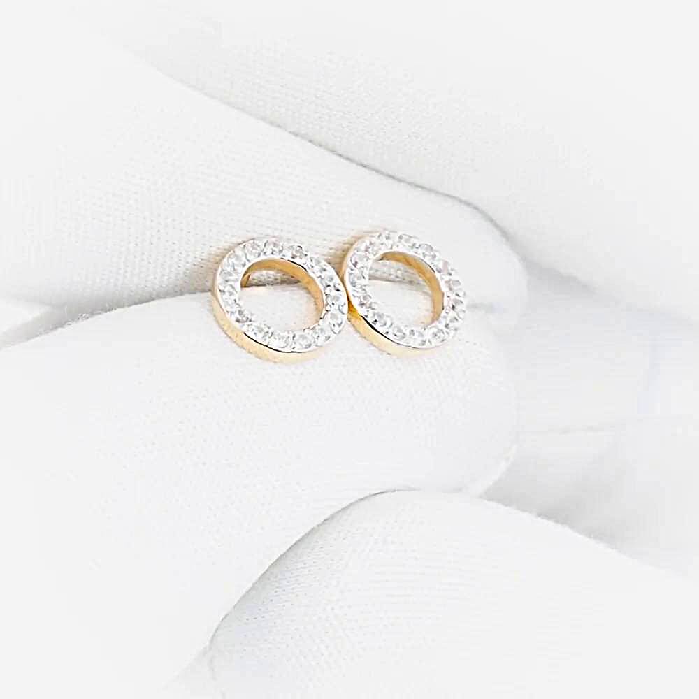 Серьги с фианитами из красного золота 375 пробы