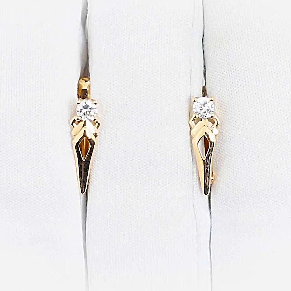 Серьги с фианитами из красного золота 375 пробы