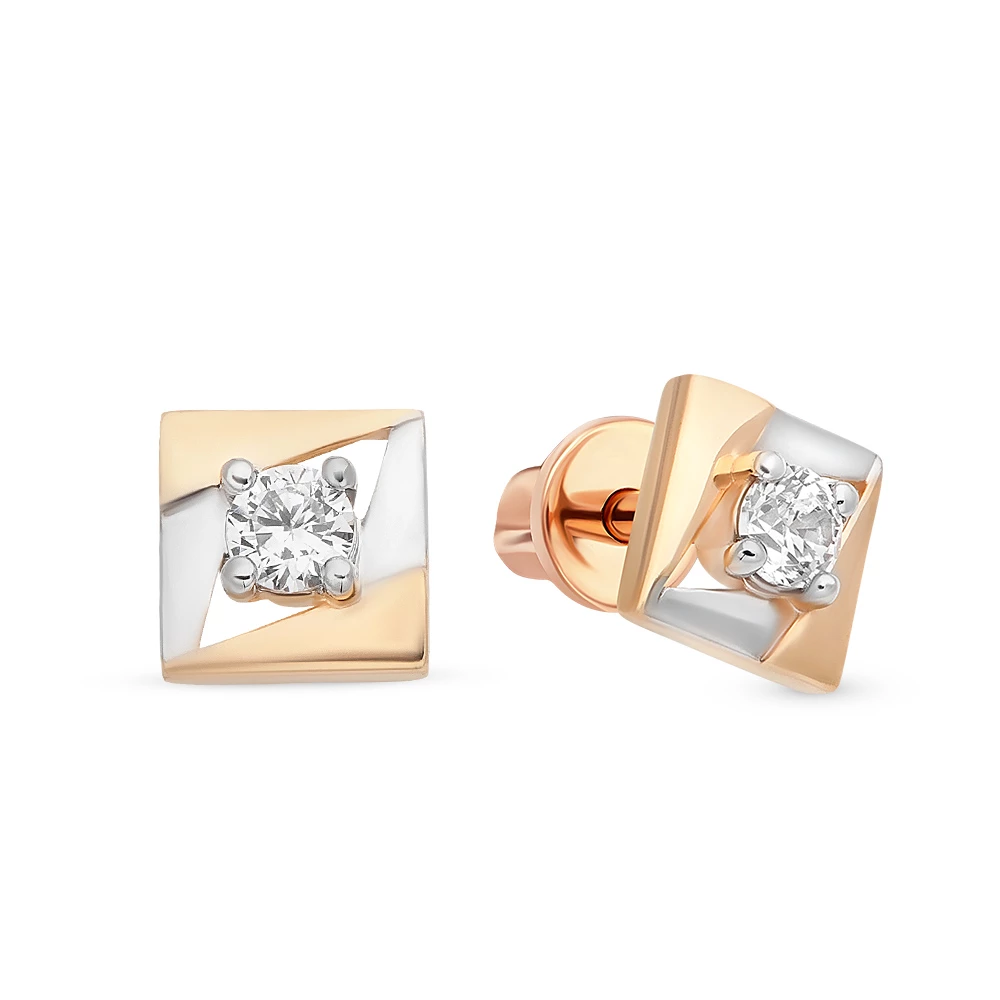 Серьги с фианитами из красного золота 375 пробы Серьги с фианитами из красного золота 375 пробы