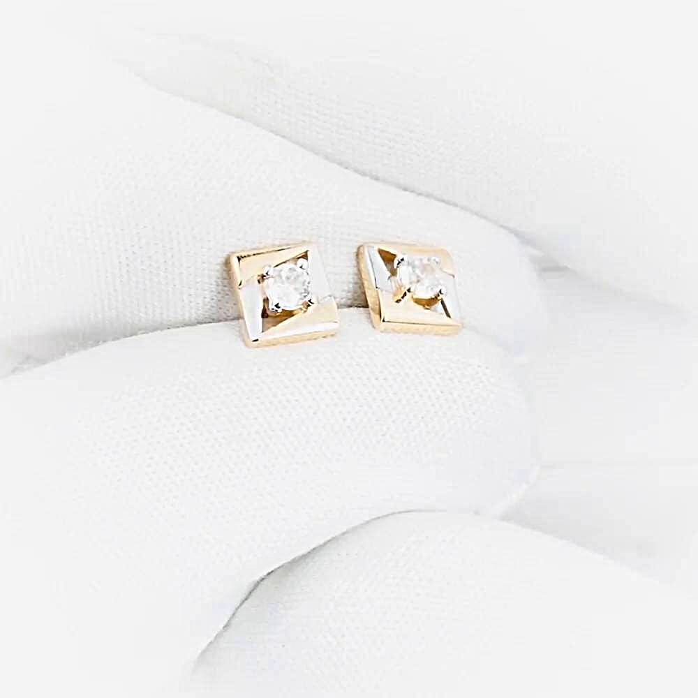 Серьги с фианитами из красного золота 375 пробы 1