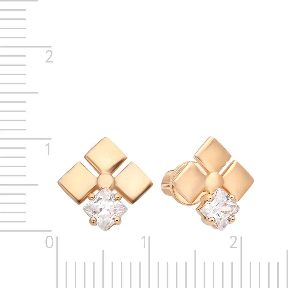 Серьги с фианитами из красного золота 375 пробы