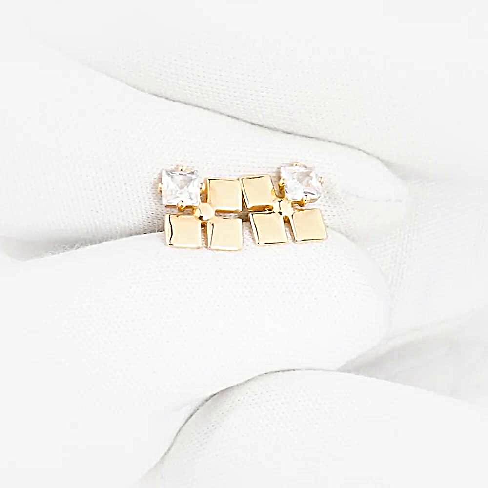 Серьги с фианитами из красного золота 375 пробы 1