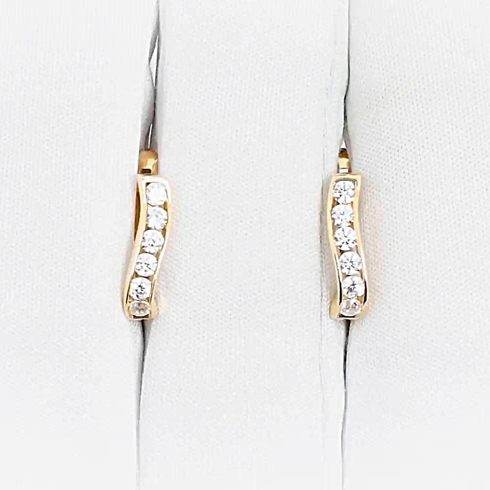 Серьги с фианитами из красного золота 375 пробы