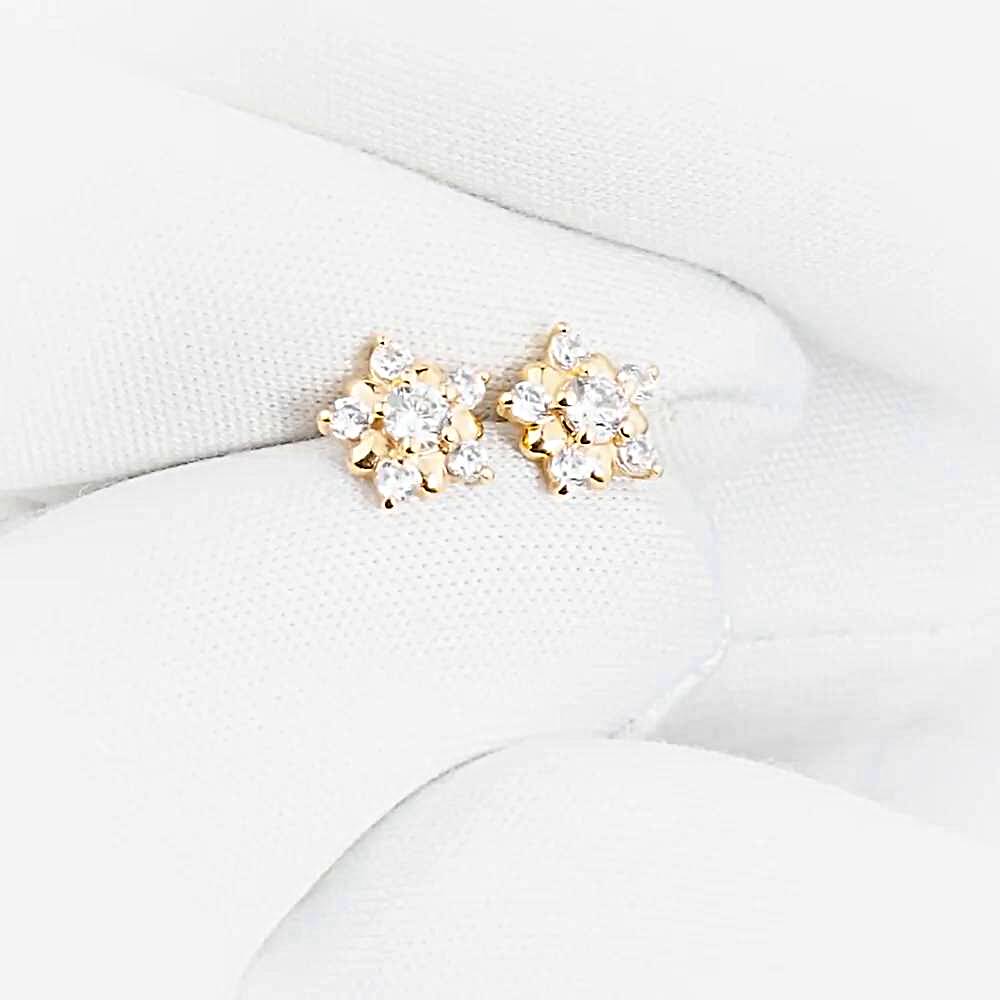 Серьги с фианитами из красного золота 375 пробы 1