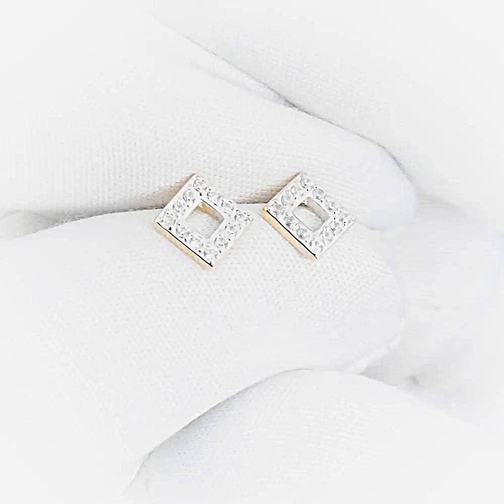 Серьги с фианитами из красного золота 375 пробы