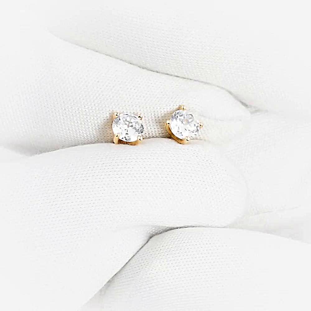 Серьги с фианитами из красного золота 585 пробы