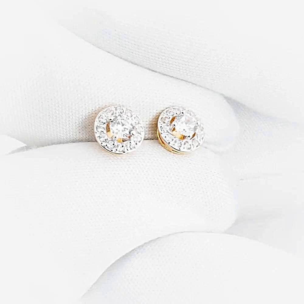 Серьги с фианитами из красного золота 585 пробы