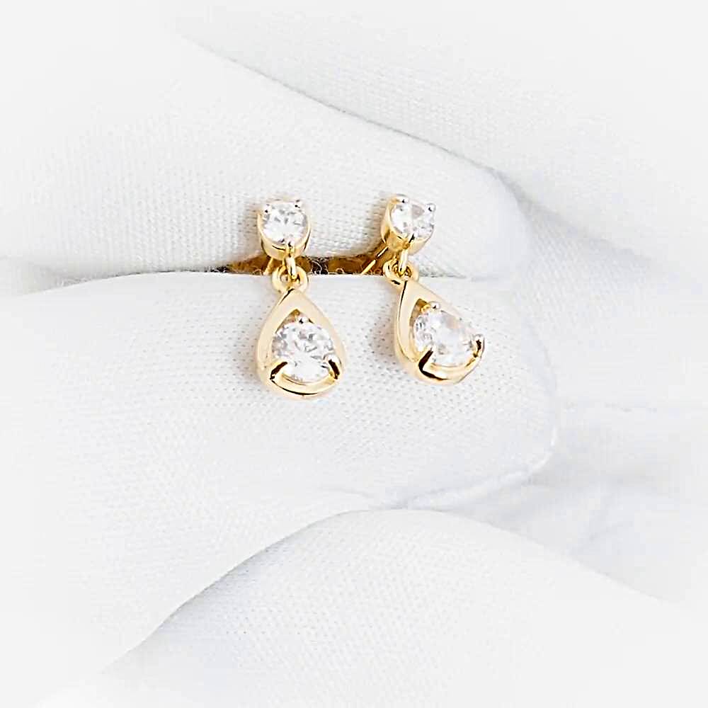 Серьги с фианитами из красного золота 585 пробы