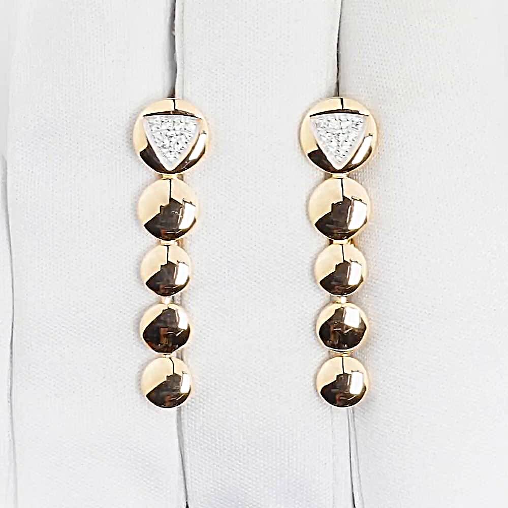 Серьги с фианитами из красного золота 585 пробы