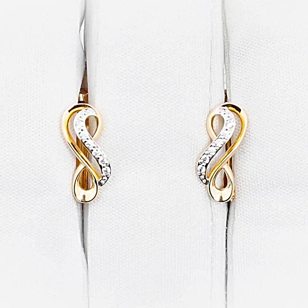 Серьги с фианитами из красного золота 375 пробы 1