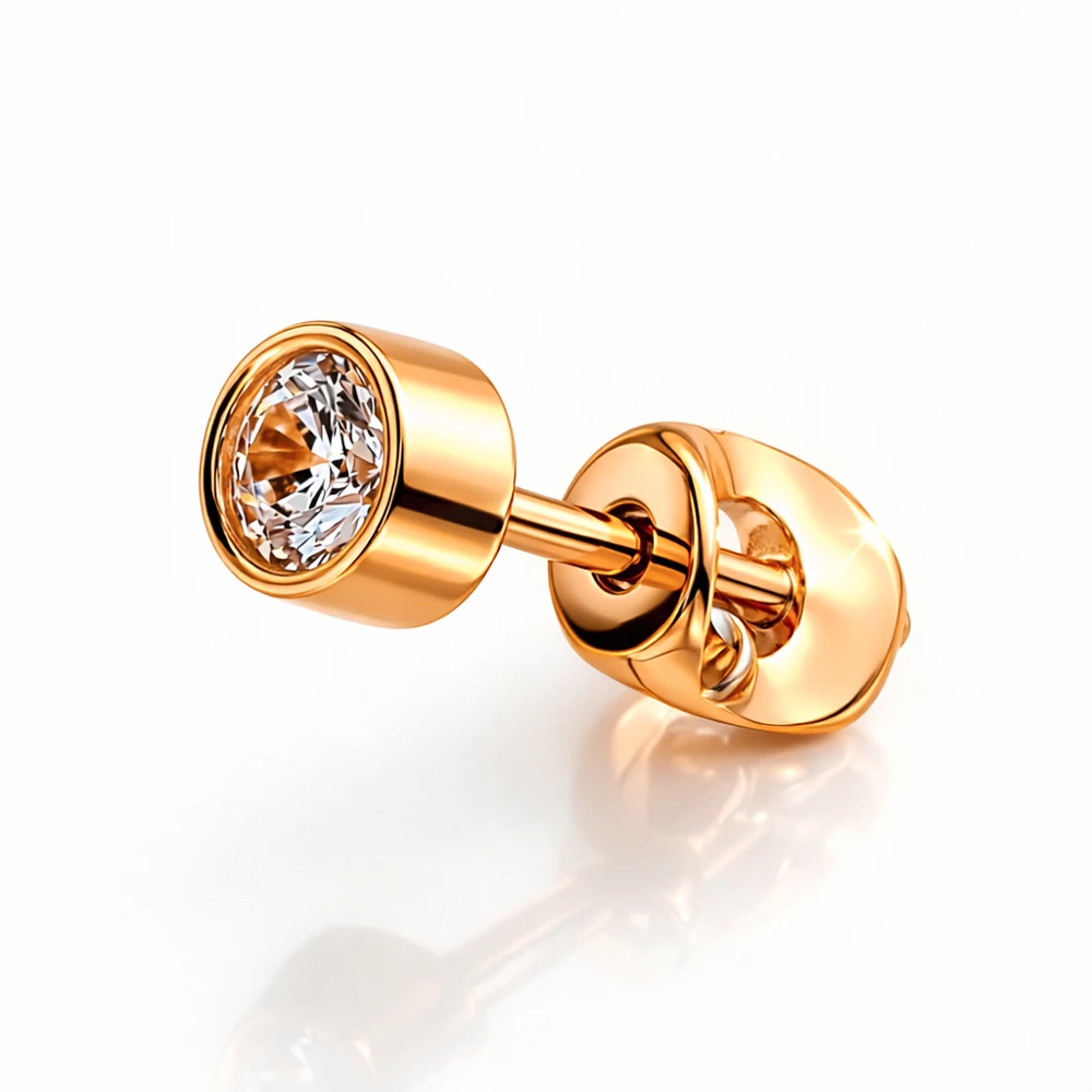 Серьга с фианитом из красного золота 585 пробы