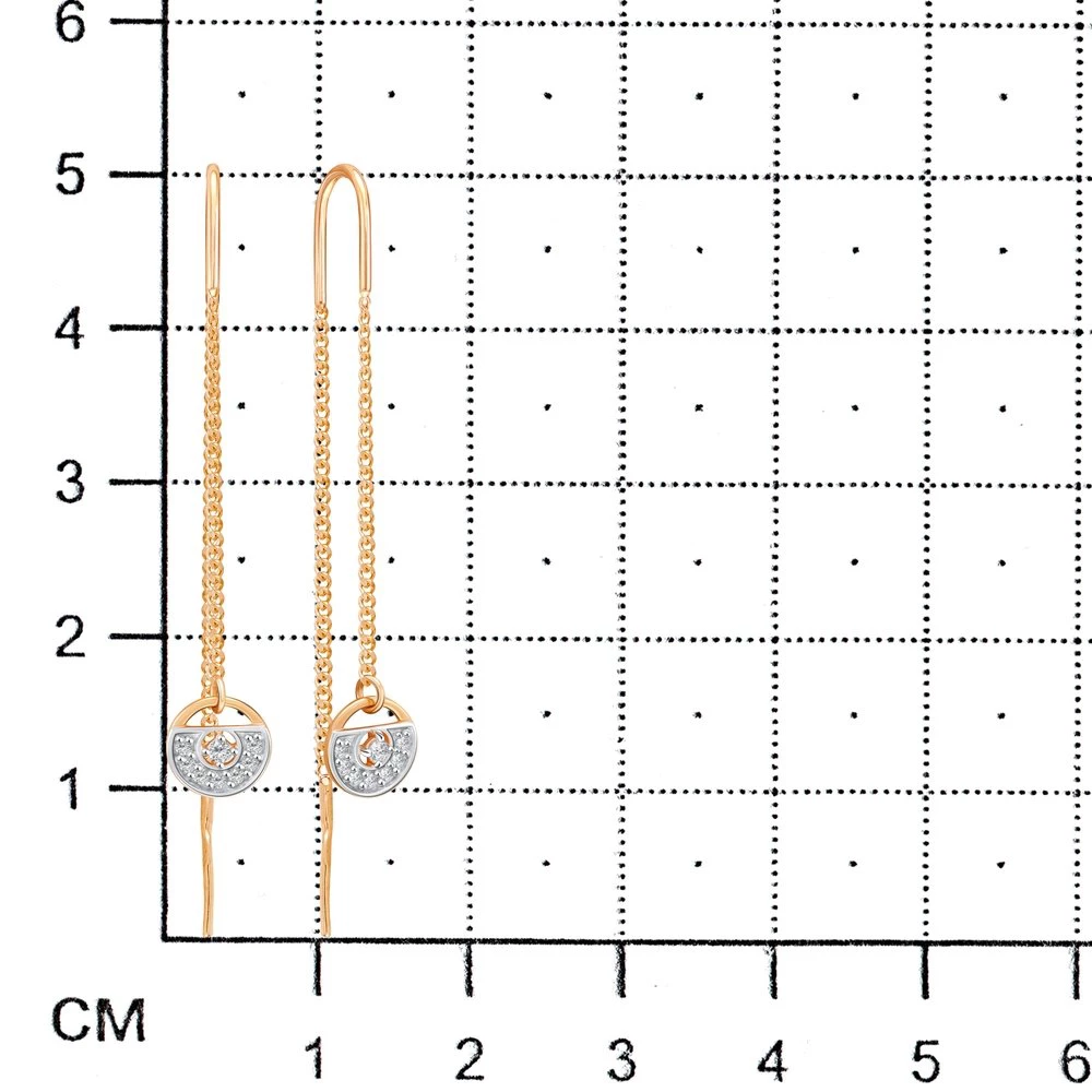 Серьги с фианитами из красного золота 375 пробы