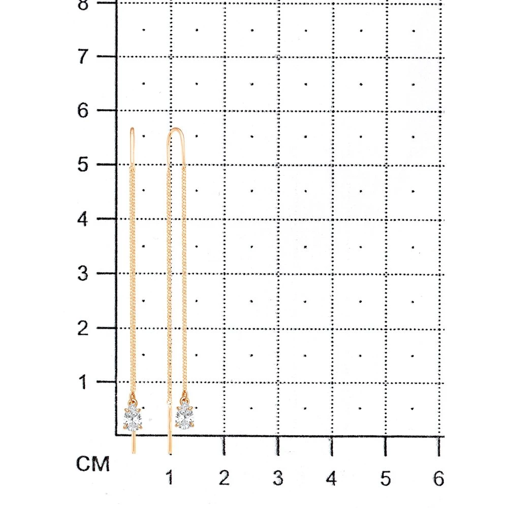Серьги с фианитами из красного золота 375 пробы