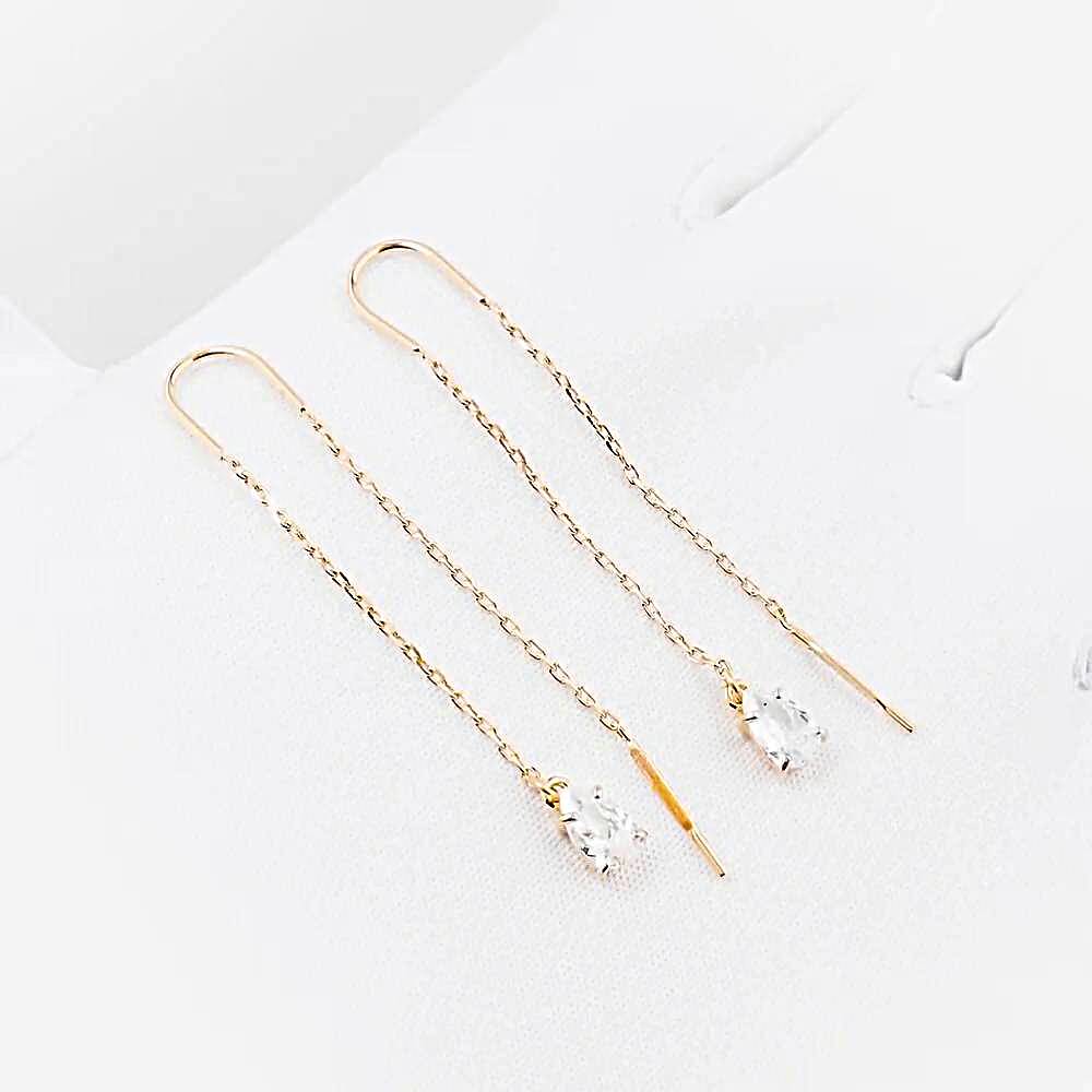 Серьги с фианитами из красного золота 375 пробы 1