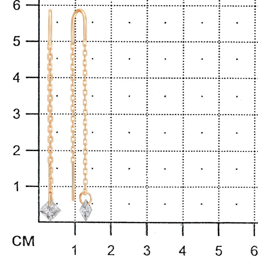 Серьги с фианитами из красного золота 375 пробы
