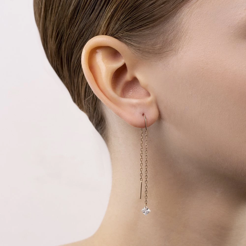 Серьги с фианитами из красного золота 375 пробы