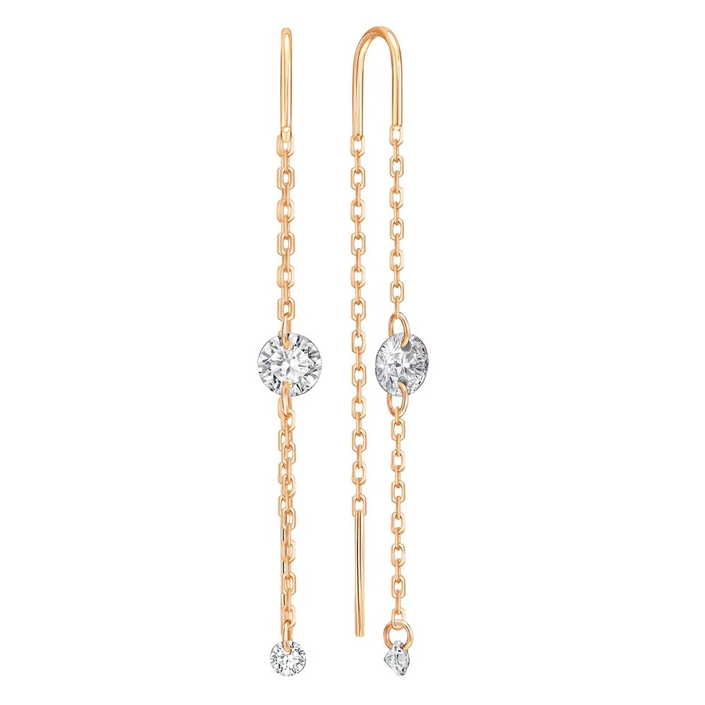 Серьги с фианитами из красного золота 585 пробы