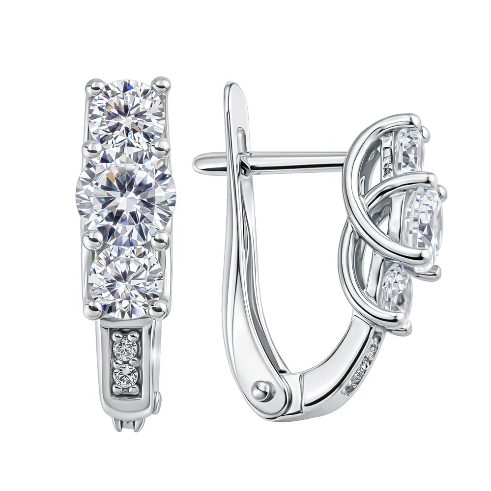 Серьги с фианитами из белого золота 585 пробы